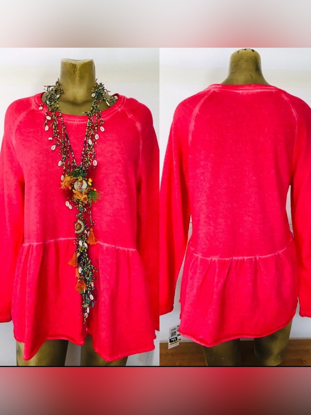 STYLE & CO $50 Bright Rose PEPLUM FLOUNCE Top NWT XS
